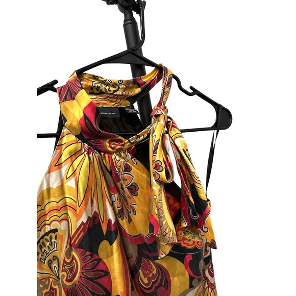INC International Concepts Colorful Halter Top Scarf Neck Silk Blend Top  Size 6 - Picture 4 of 8